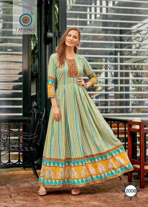 Aradhna Fashion Stripy 2 Heavy Cotton Anarkali Kurti Collection